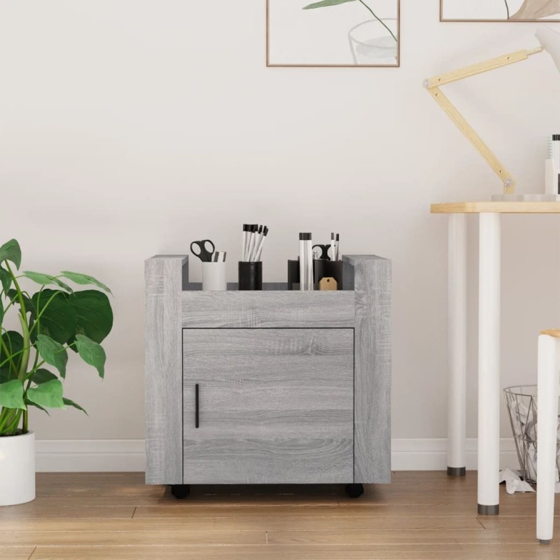 Chariot de bureau Sonoma gris 60x45x60 cm Bois d'ingénierie 537361537361