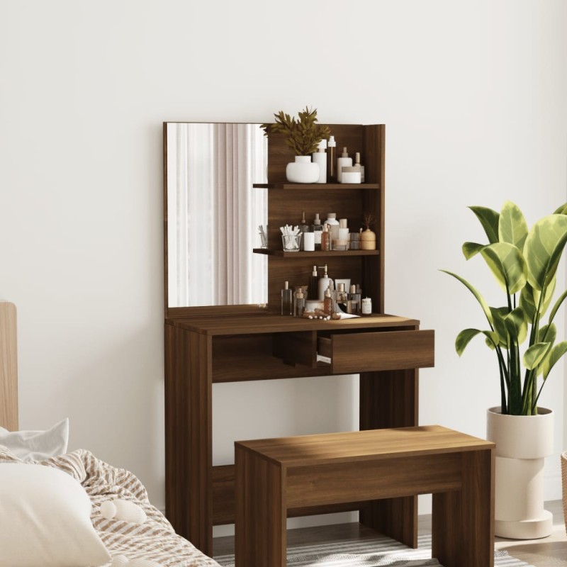 Coiffeuse avec miroir Chêne marron 74,5x40x141 cm 537362537362