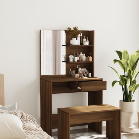 Coiffeuse avec miroir Chêne marron 74,5x40x141 cm 537362537362