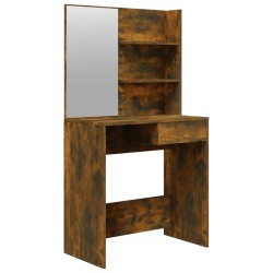 Coiffeuse avec miroir Chêne fumé 74,5x40x141 cm 537364537364