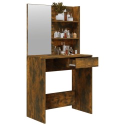 Coiffeuse avec miroir Chêne fumé 74,5x40x141 cm 537364537364