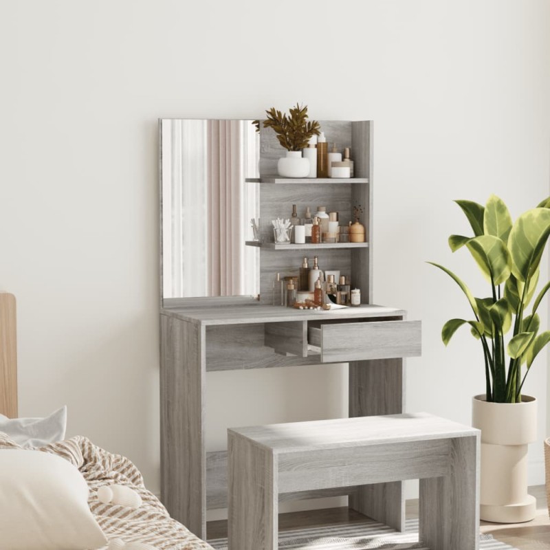 Coiffeuse avec miroir Sonoma gris 74,5x40x141 cm 537365537365