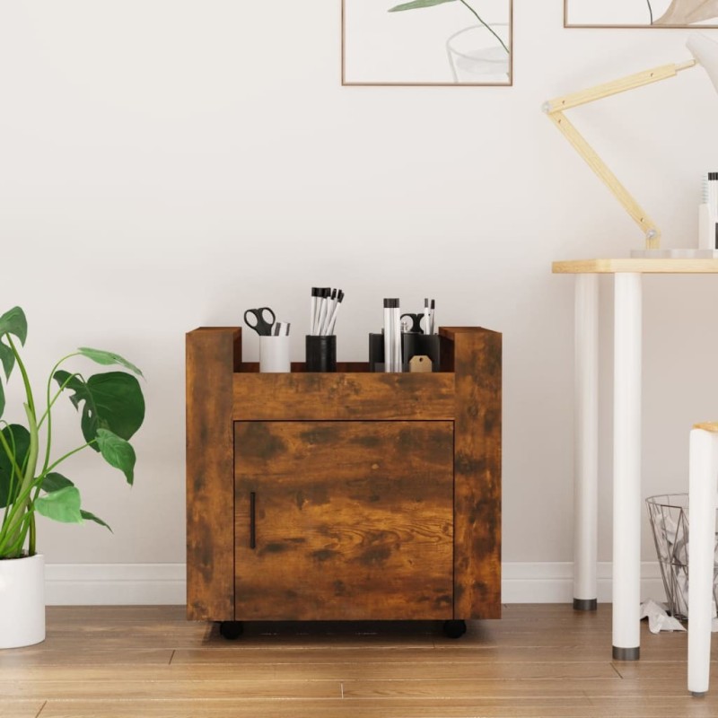 Chariot de bureau Chêne fumé 60x45x60 cm Bois d'ingénierie 537367537367