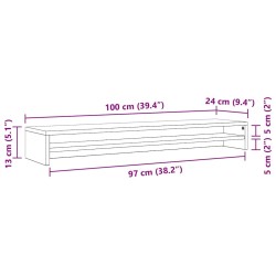 Support de moniteur Sonoma gris 100x24x13 cm Bois d'ingénierie 537370537370