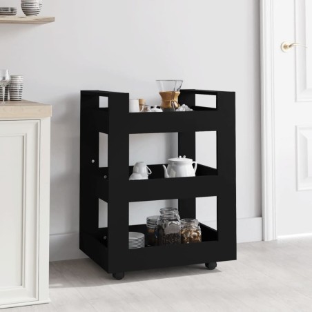 Chariot de cuisine Noir 60x45x80 cm Bois d'ingénierie 537403537403
