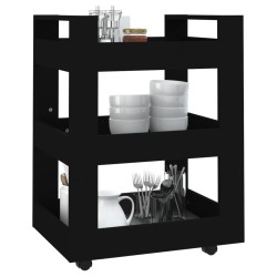 Chariot de cuisine Noir 60x45x80 cm Bois d'ingénierie 537403537403