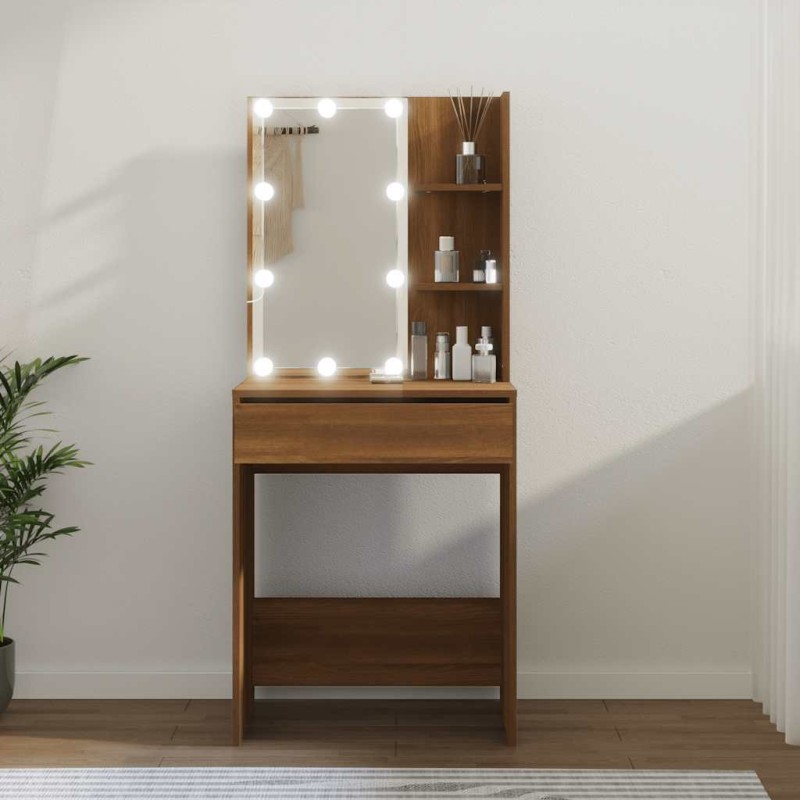 Coiffeuse avec LED Chêne marron 60x40x140 cm 537406537406