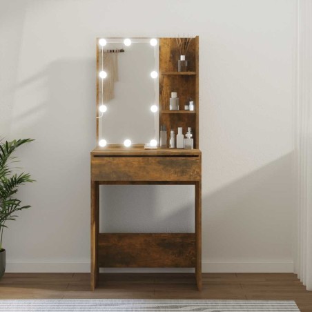 Coiffeuse avec LED Chêne fumé 60x40x140 cm 537407537407