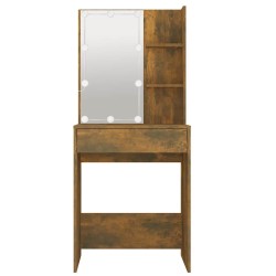 Coiffeuse avec LED Chêne fumé 60x40x140 cm 537407537407
