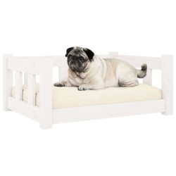 Lit pour chien Blanc 65,5x50,5x28 cm Bois de pin solide 537417537417