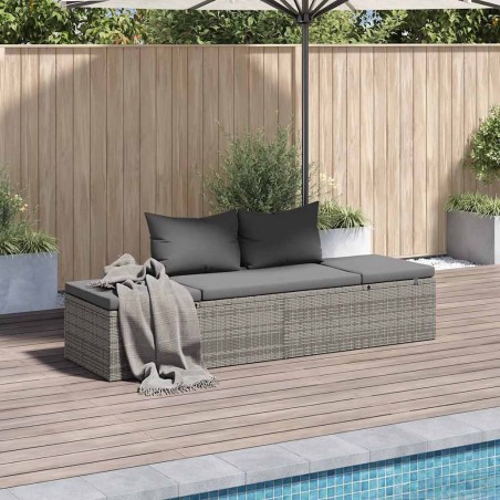 Lit de jardin Gris 195x60 cm Résine tressée 537431537431