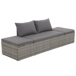 Lit de jardin Gris 195x60 cm Résine tressée 537431537431