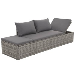 Lit de jardin Gris 195x60 cm Résine tressée 537431537431