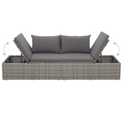 Lit de jardin Gris 195x60 cm Résine tressée 537431537431