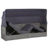 Lit de jardin avec auvent Gris 205x62 cm Résine tressée 537433537433
