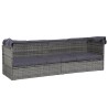 Lit de jardin avec auvent Gris 205x62 cm Résine tressée 537433537433