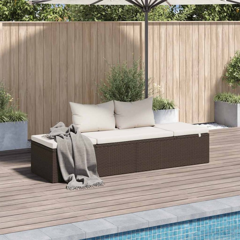 Lit de jardin Marron 195x60 cm Résine tressée 537445537445