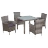 Ensemble à manger d'extérieur 5pcs coussins résine tressée gris 537455537455