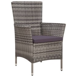 Ensemble à manger d'extérieur 5pcs coussins résine tressée gris 537455537455