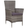 Ensemble à manger d'extérieur 5pcs coussins résine tressée gris 537455537455