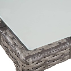 Ensemble à manger d'extérieur 5pcs coussins résine tressée gris 537455537455