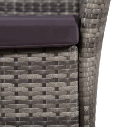 Ensemble à manger d'extérieur 5pcs coussins résine tressée gris 537455537455