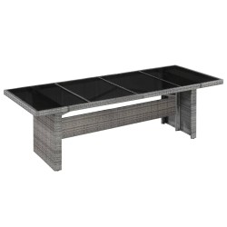 Table de jardin 240x90x74 cm Résine tressée et verre 537456537456