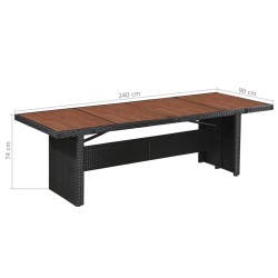 Table de jardin 240x90x74 cm Résine tressée et bois d'acacia 537457537457