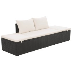 Lit de jardin Noir 195x60 cm Résine tressée 537458537458