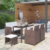 Ensemble à manger d'extérieur avec coussins 6pcs Résine tressée 537465537465