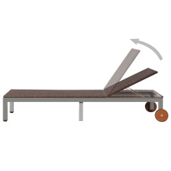 Chaise longue avec roues Résine tressée Marron 537499537499