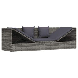 Lit de jardin Gris 200x60 cm Résine tressée 537501537501
