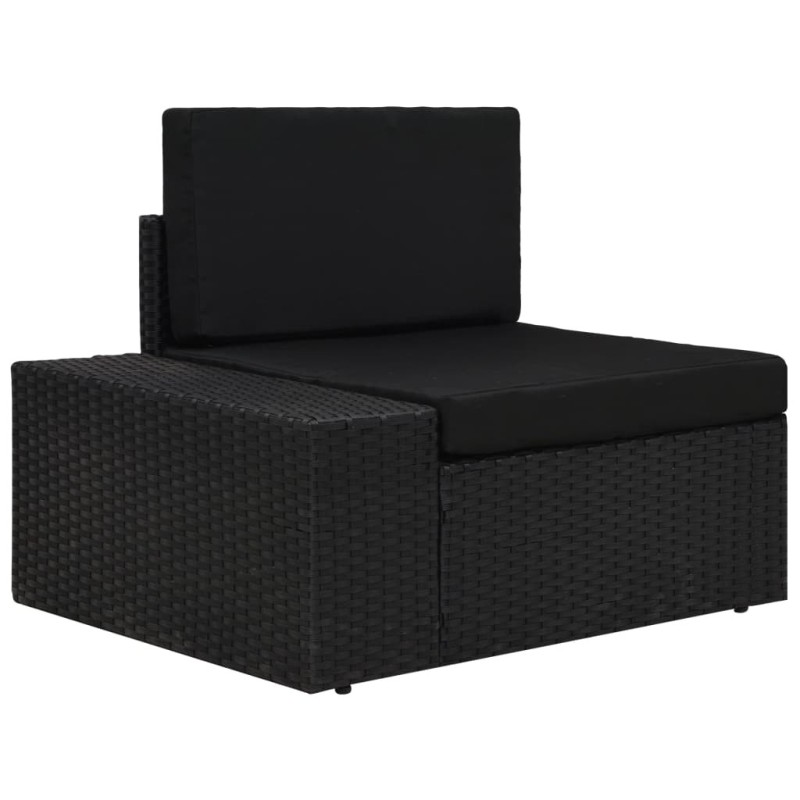 Canapé d'angle sectionnel accoudoir droit Résine tressée Noir 537520537520