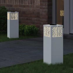 Lumière de chemin LED solaire 2 pcs Blanc Acier laminé à froid 537526537526