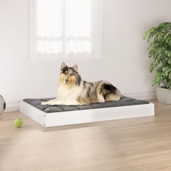 Lit pour chien Blanc 91,5x64x9 cm Bois de pin solide 537565537565