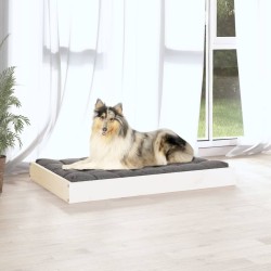 Lit pour chien Blanc 91,5x64x9 cm Bois de pin solide 537565537565