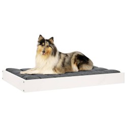 Lit pour chien Blanc 91,5x64x9 cm Bois de pin solide 537565537565
