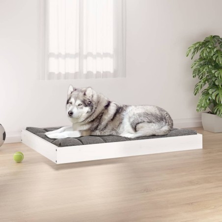 Lit pour chien Blanc 101,5x74x9 cm Bois de pin solide 537567537567