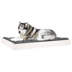 Lit pour chien Blanc 101,5x74x9 cm Bois de pin solide 537567537567