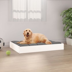 Lit pour chien Blanc 71,5x54x9 cm Bois de pin solide 537580537580