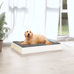 Lit pour chien Blanc 71,5x54x9 cm Bois de pin solide 537580537580
