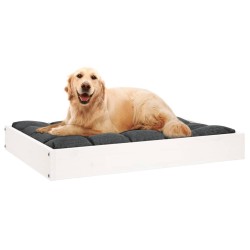 Lit pour chien Blanc 71,5x54x9 cm Bois de pin solide 537580537580