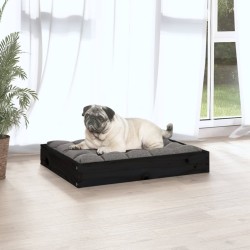 Lit pour chien Noir 61,5x49x9 cm Bois de pin solide 537582537582
