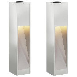 Lumière de Chemin LED Solaire 2 pcs Argenté Galvanisé 537596537596