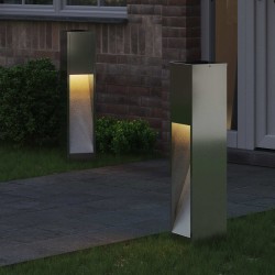 Lumière de Chemin LED Solaire 2 pcs Argenté Galvanisé 537596537596