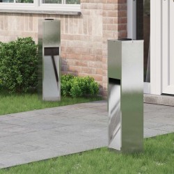 Lumière de Chemin LED Solaire 2 pcs Argenté Acier inoxydable 537597537597