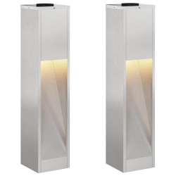 Lumière de Chemin LED Solaire 2 pcs Argenté Acier inoxydable 537597537597