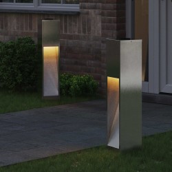 Lumière de Chemin LED Solaire 2 pcs Argenté Acier inoxydable 537597537597