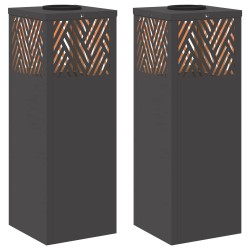 Lumière de chemin LED solaire 2 pcs Noir Acier laminé à froid 537606537606