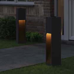 Lumière de Chemin LED Solaire 2 pcs Noir Acier laminé à froid 537610537610